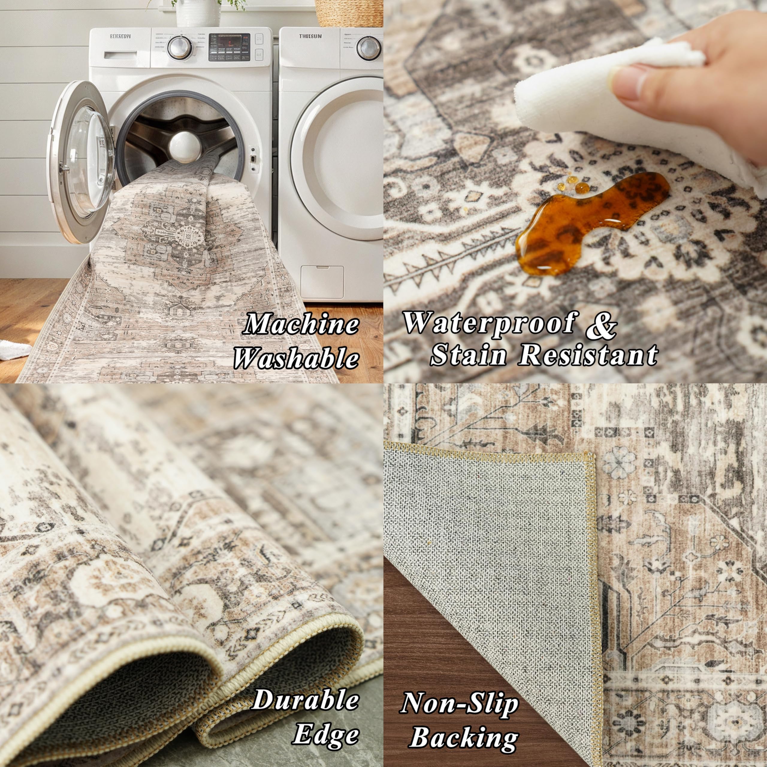 RUUGME machine-washable area rug beige, effortless refreshing
