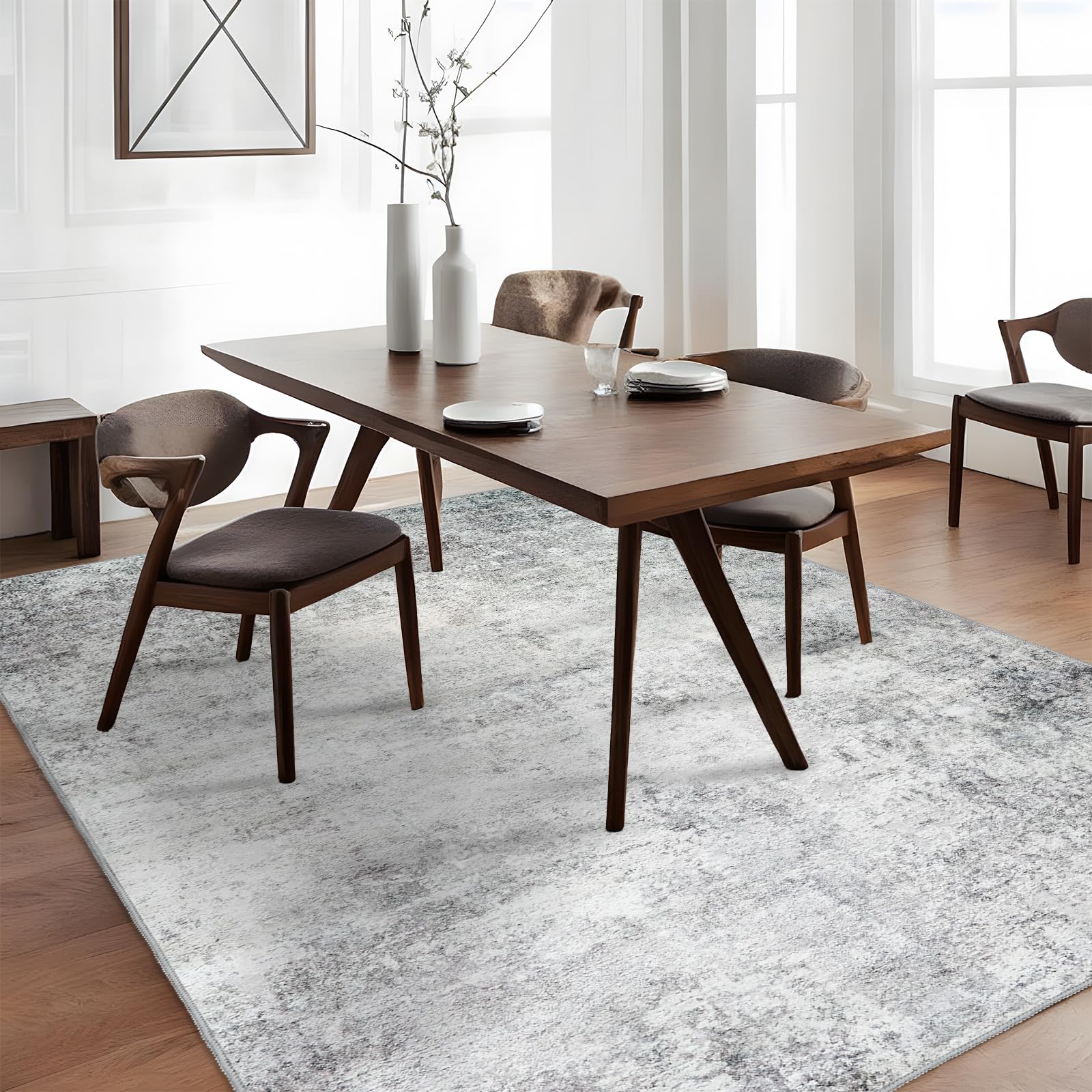 RUUGME rug with non-slip backing stays in place on floors.
