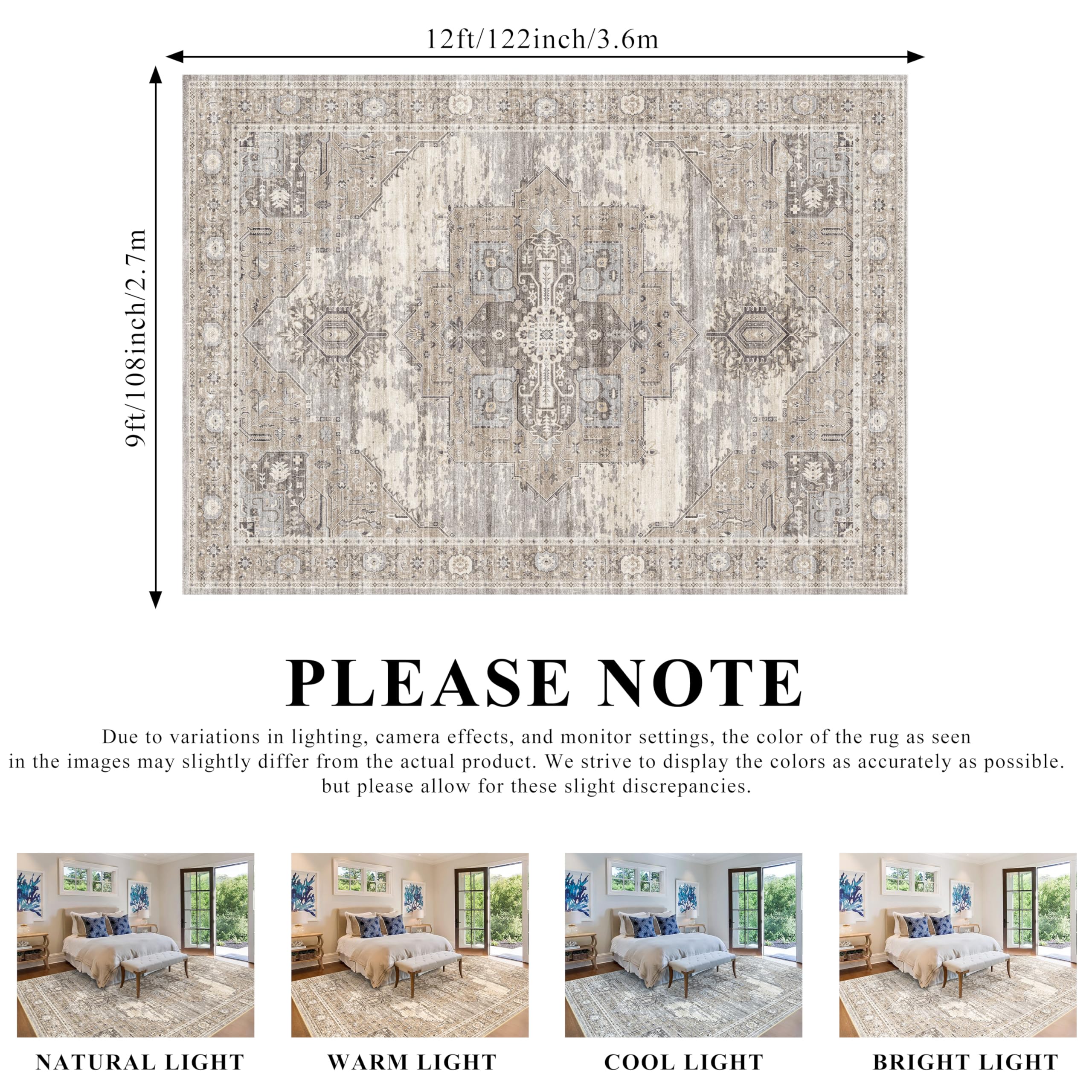 RUUGME non-slip base area rug beige keeps placement secure