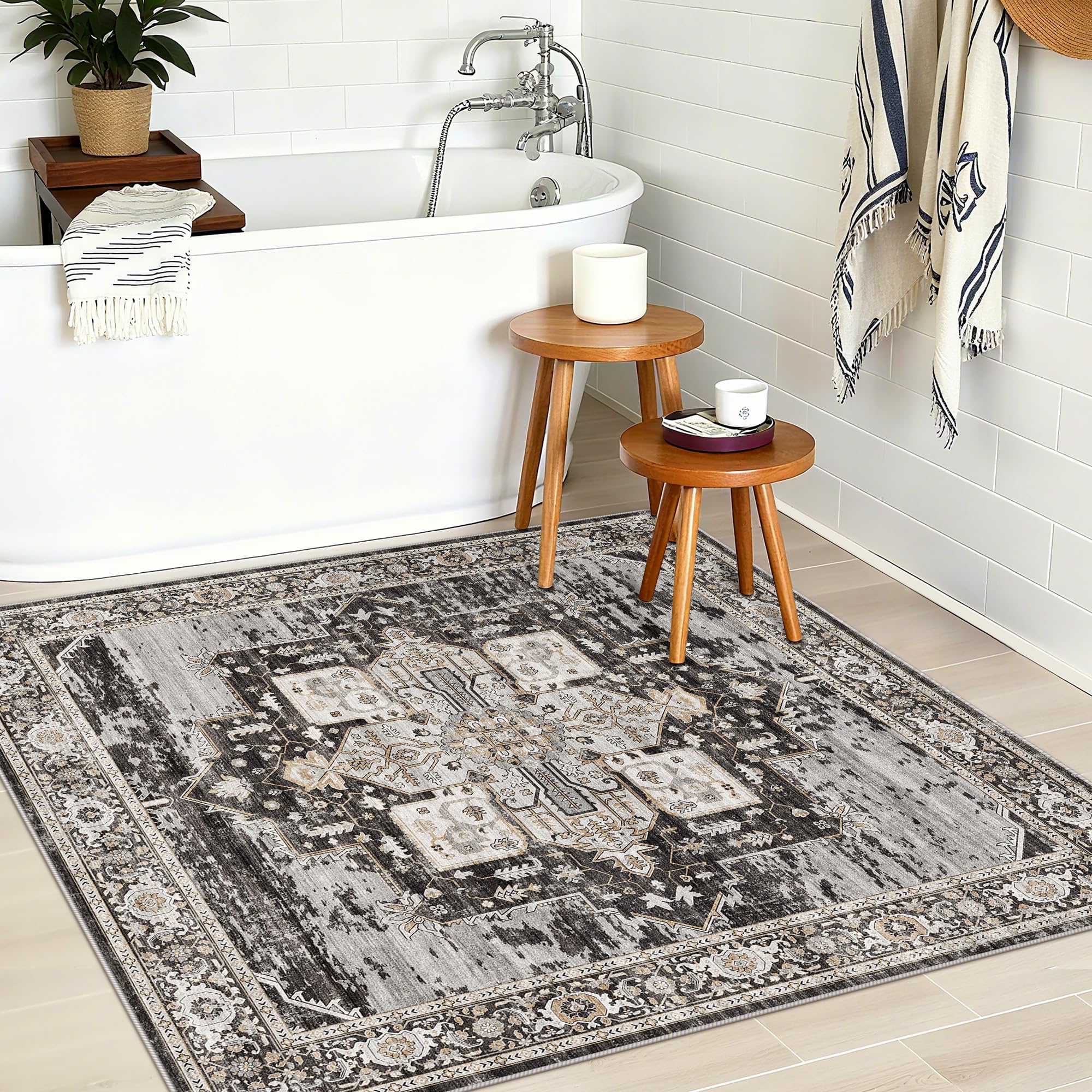 RUUGME tribal elegance rug in living room with vibrant palette.