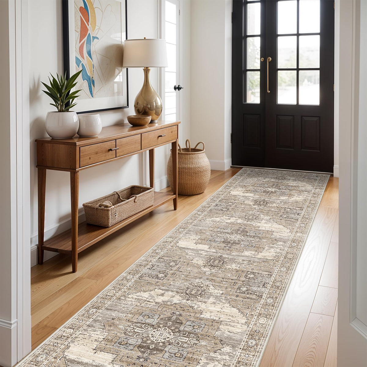 RUUGME washable 3X12 runner rug tribal pattern elevates living room style.