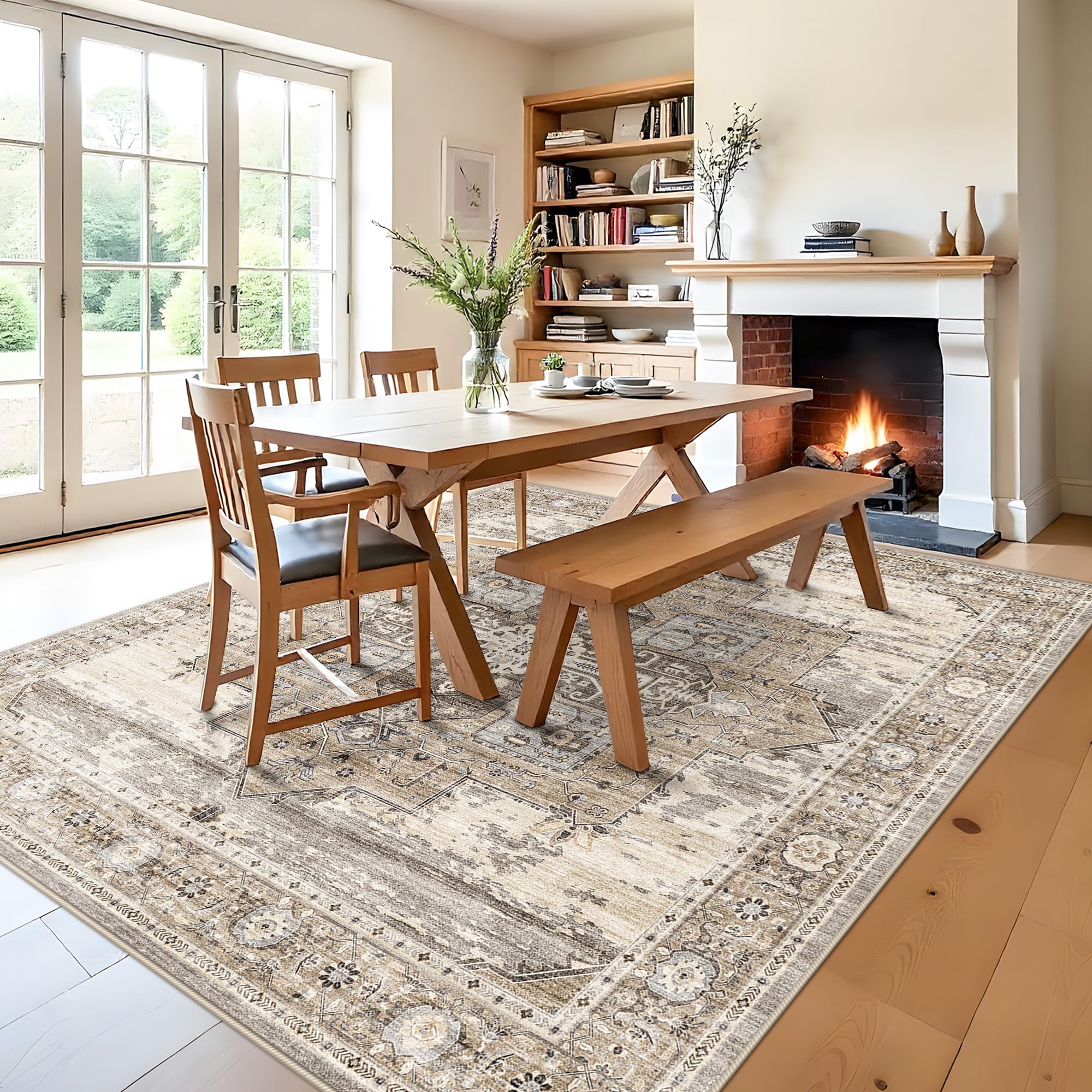 RUUGME beige 8x8 rug complements neutral decor
