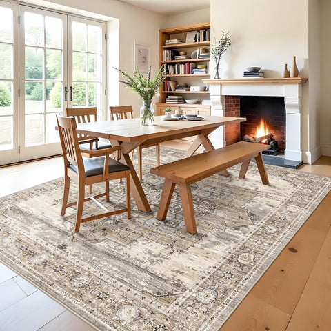 RUUGME beige 8x8 rug complements neutral decor