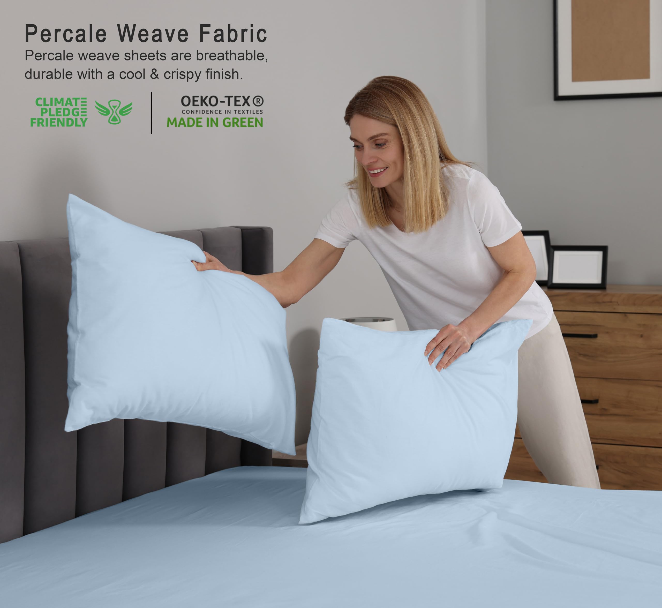 RUVANTI 16-inch deep-pocket fitted sheet ensures snug, reliable mattress grip.