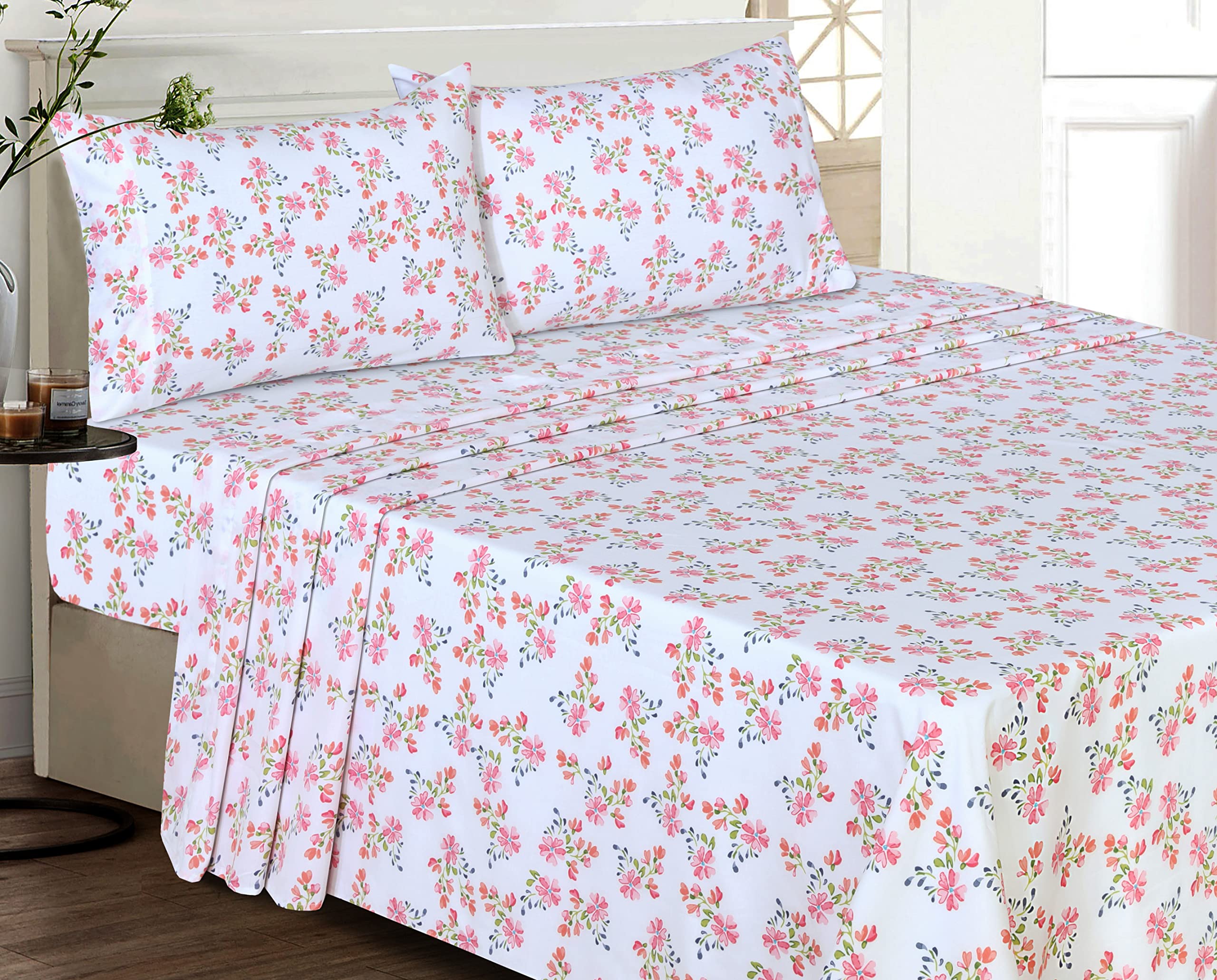RUVANTI Bloomex percale queen fitted sheet 16-pocket offers a secure, stay-put fit.