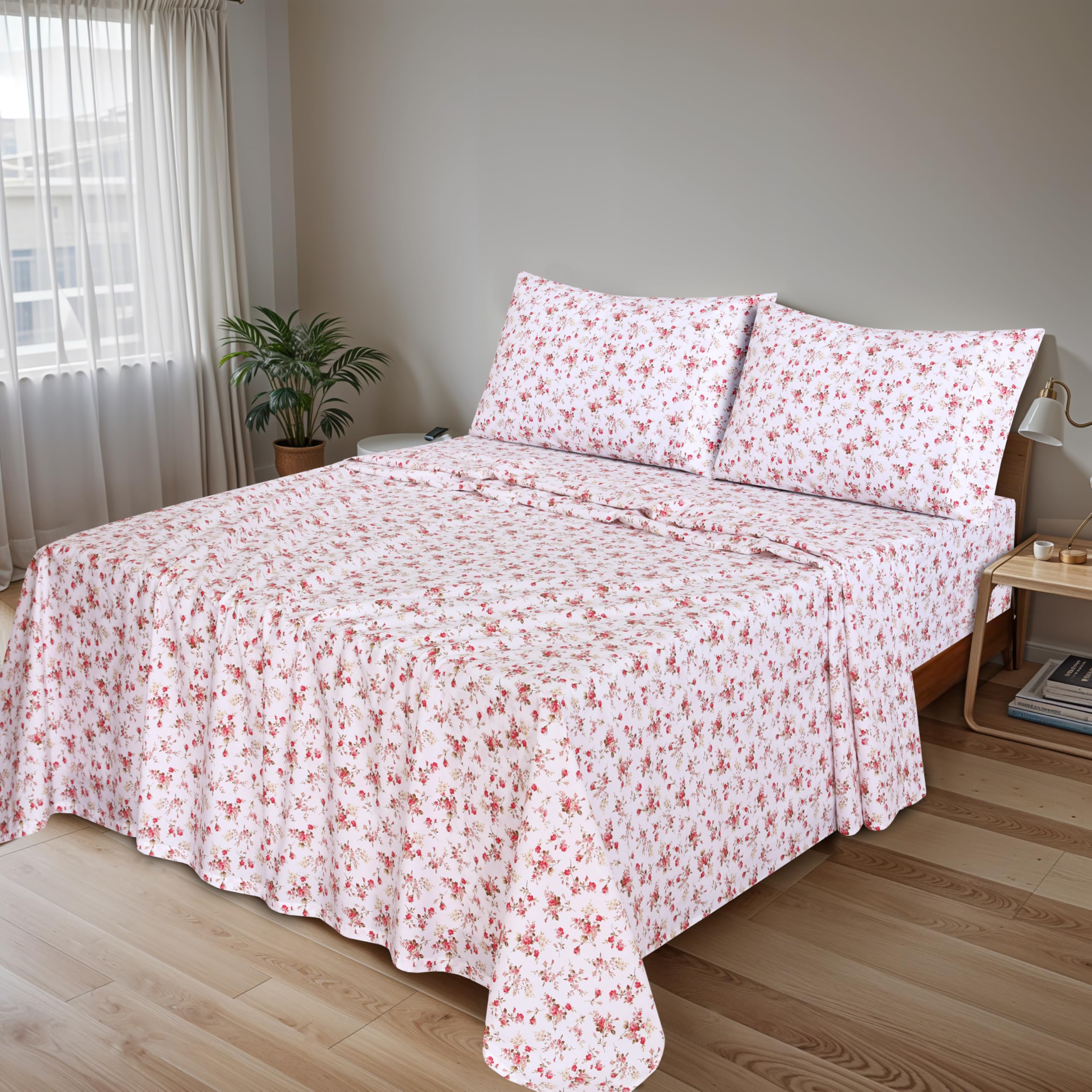 RUVANTI Bouquet fitted sheet with 16-pocket fits tall mattresses securely