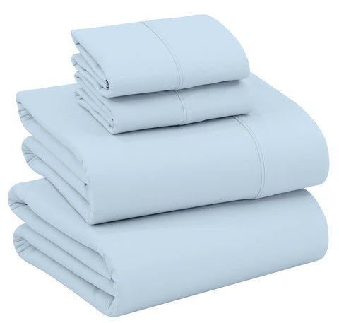 RUVANTI cotton percale sheets with crisp texture for year-round comfort.