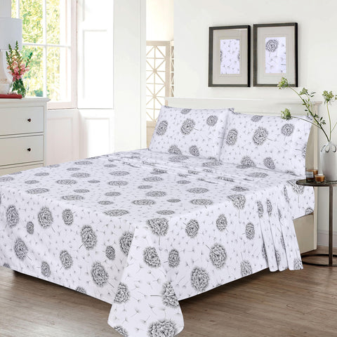 RUVANTI Dandelion percale fitted sheet with 16-inch pocket fits tall mattresses.