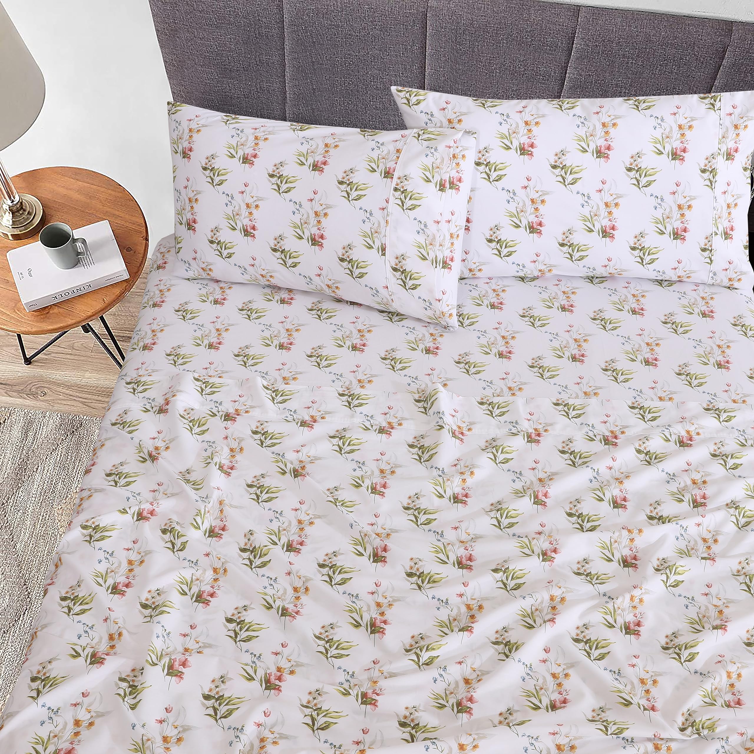 RUVANTI Floral Bliss fitted sheet with 16-inch pocket for secure fit