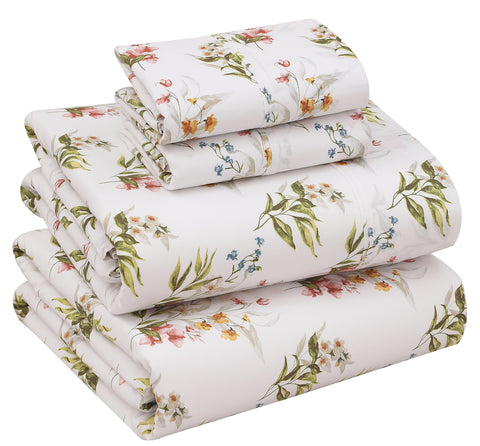 RUVANTI Floral Bliss flat sheet with crisp percale for cool sleep