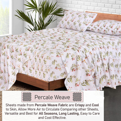 RUVANTI Floral Bliss Sheets deep-pocket detail keeps sheets in place on mattresses.