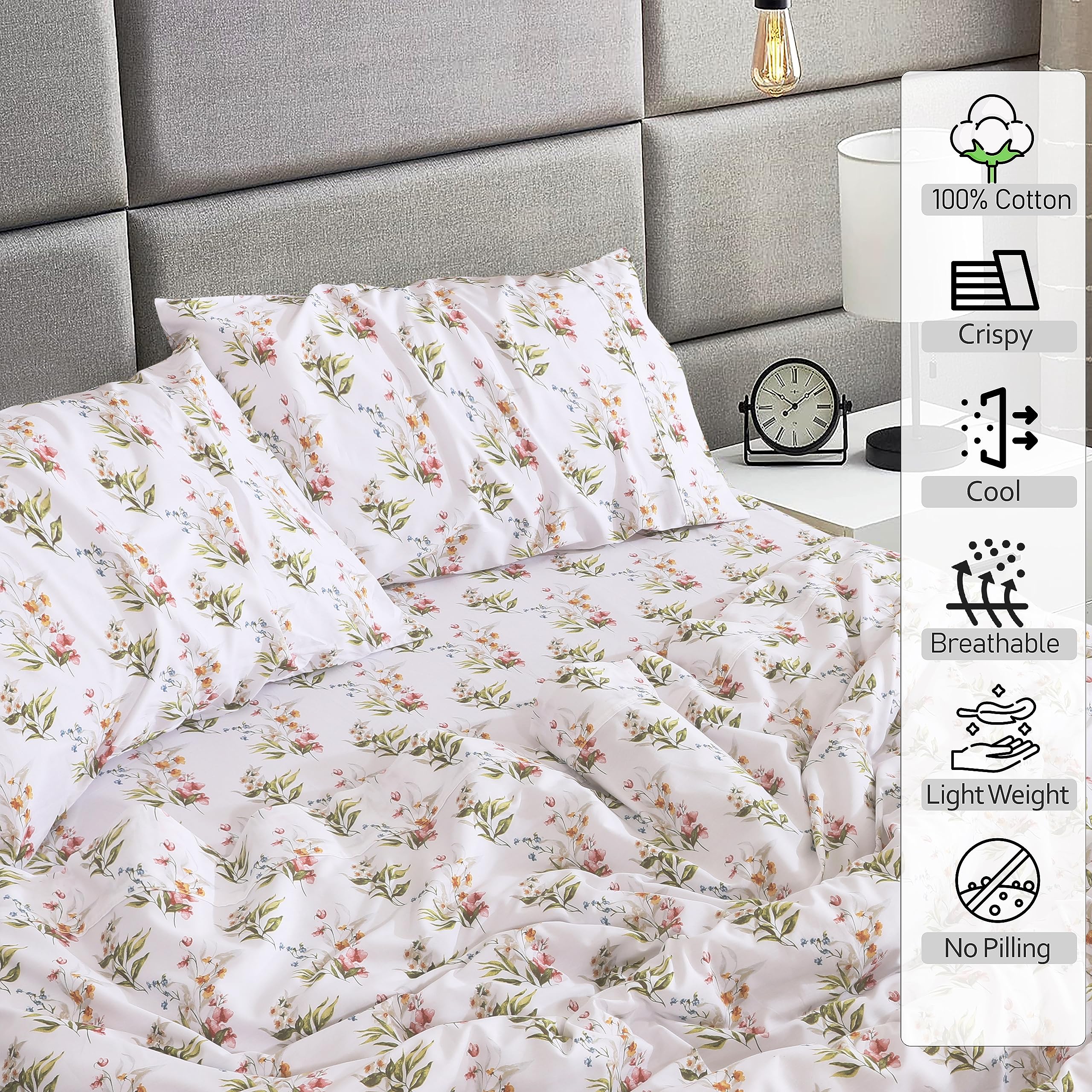 RUVANTI Floral Bliss Sheets king-size fit demonstrated on tall mattress with deep pocket.
