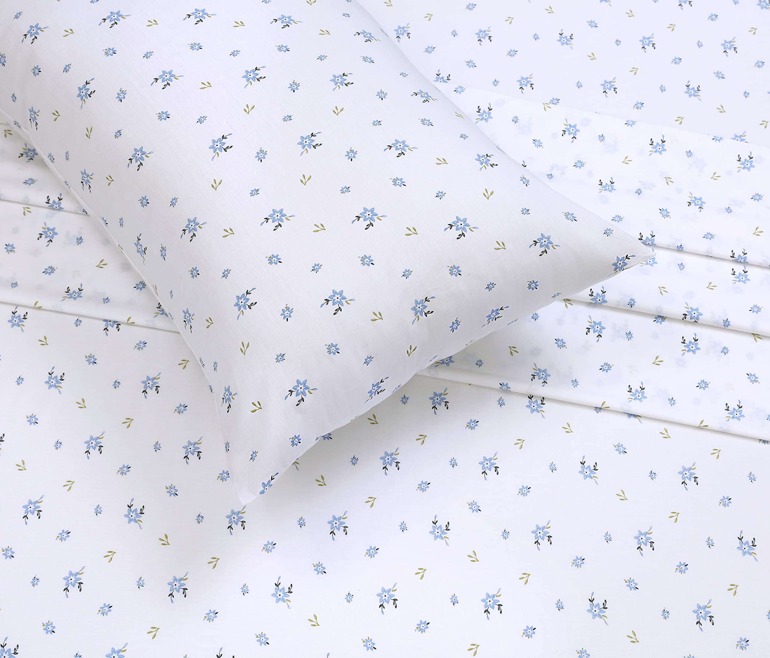 RUVANTI floral-pattern closeup reveals vibrant, colorfast print on crisp percale
