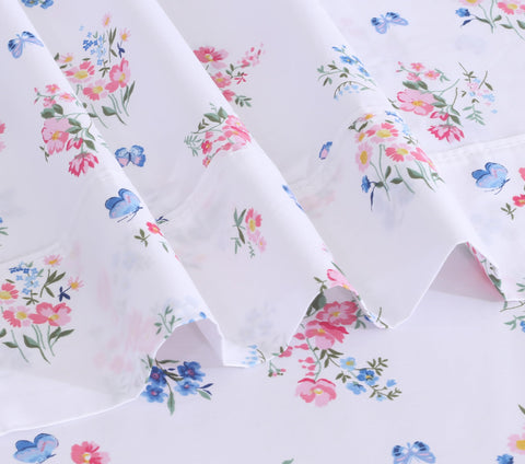 RUVANTI Funa Flora fabric closeup reveals a tight percale weave and durability.