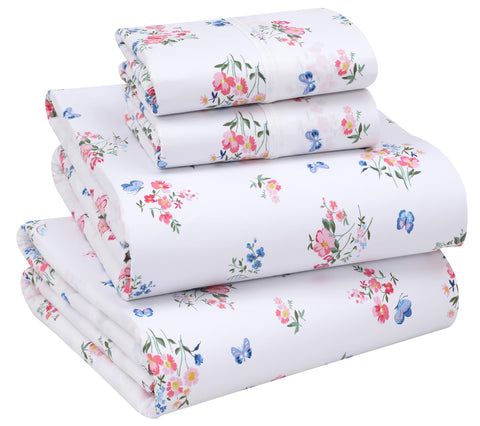 RUVANTI Funa Flora percale flat sheet offers crisp, breathable comfort.