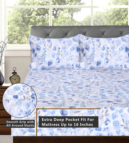 RUVANTI king fitted sheet with a 16-inch pocket stays securely in place.