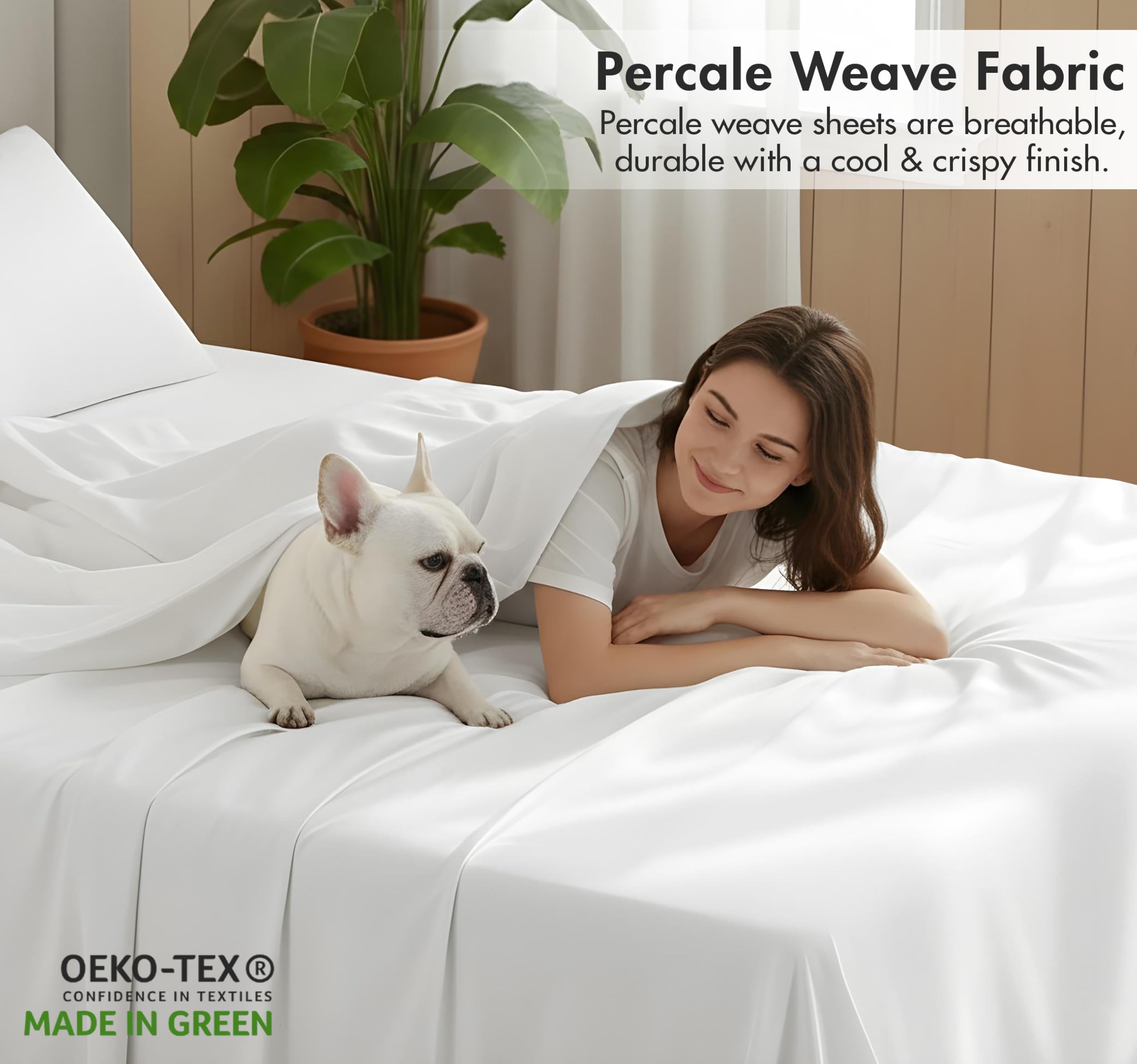 RUVANTI organic cotton sheets deep-pocket fit securely covers a tall mattress