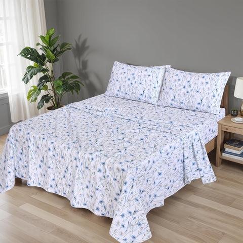RUVANTI peach finish bedding shown in a light bedroom setup