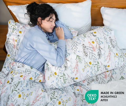 RUVANTI colorfast dyes keep floral print vibrant after many washes.