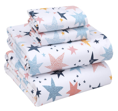 RUVANTI percale sheets floral pattern close-up, showing crisp, breathable fabric.