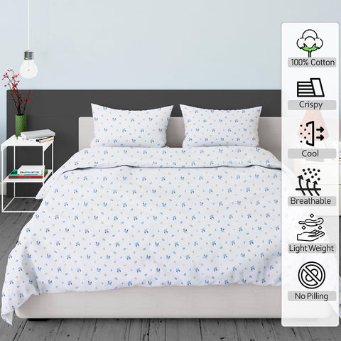 RUVANTI percale floral queen fitted sheet with deep pocket for secure fit
