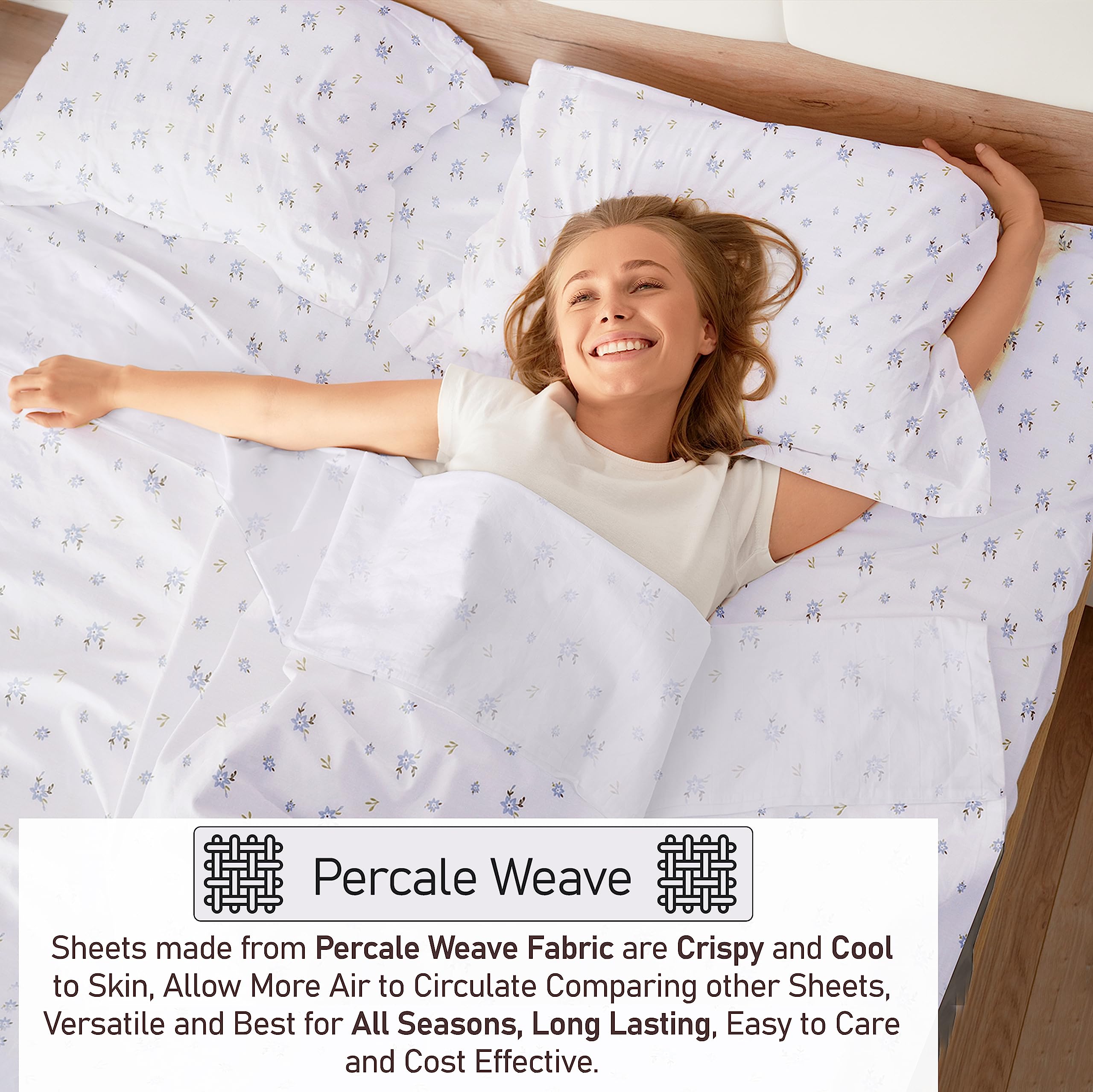 RUVANTI floral pillowcases match crisp percale sheets for comfortable sleep