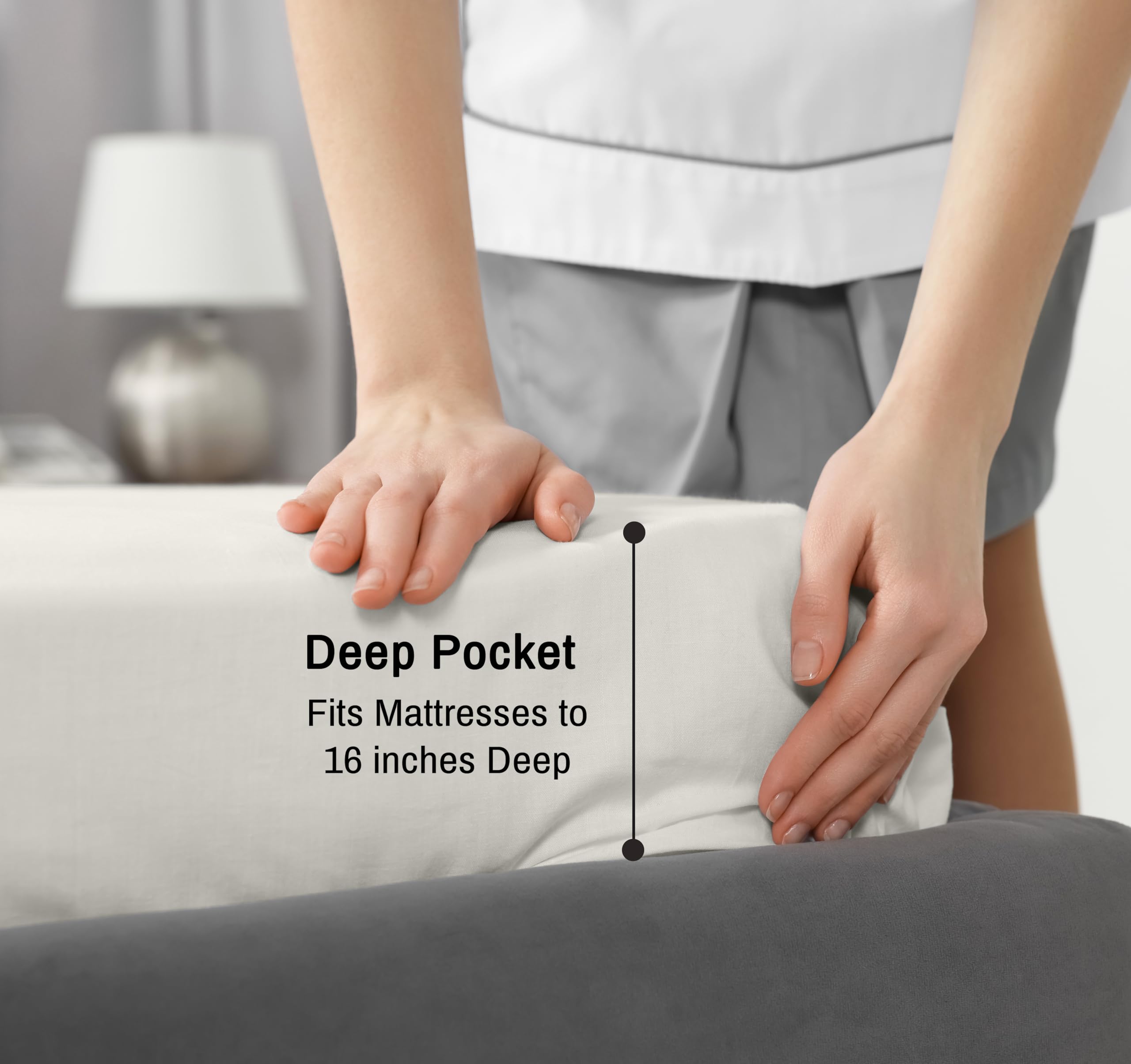 RUVANTI breathable percale weave in ivory for all-season comfort.