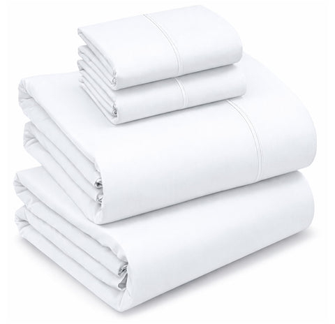 RUVANTI queen flat sheet in crisp percale for breathable, cool comfort