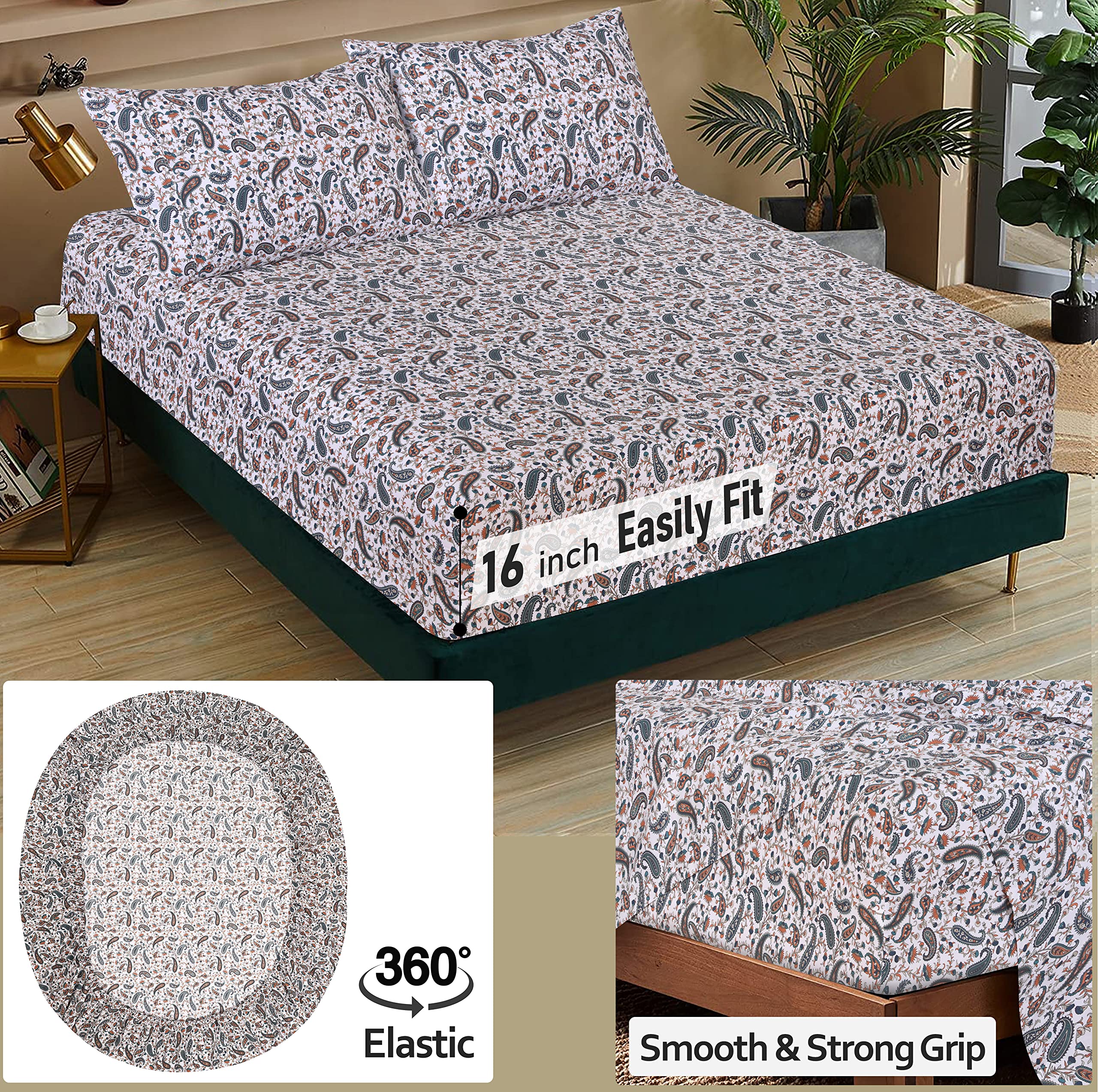 RUVANTI teal paisley design on bed for stylish year-round appeal