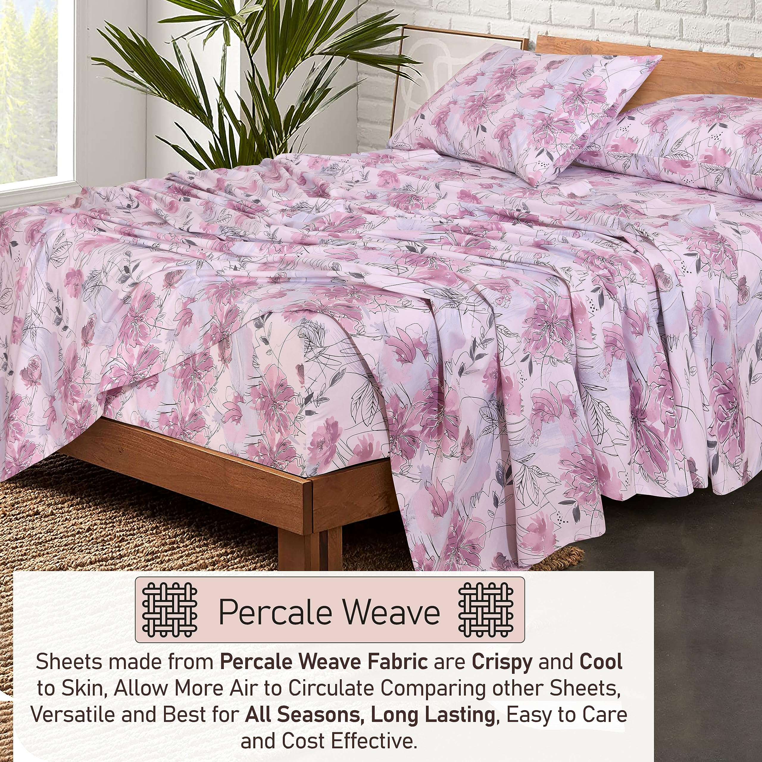 RUVANTI pillowcase lilac floral (2-pack) keeps pillow clean and cozy.