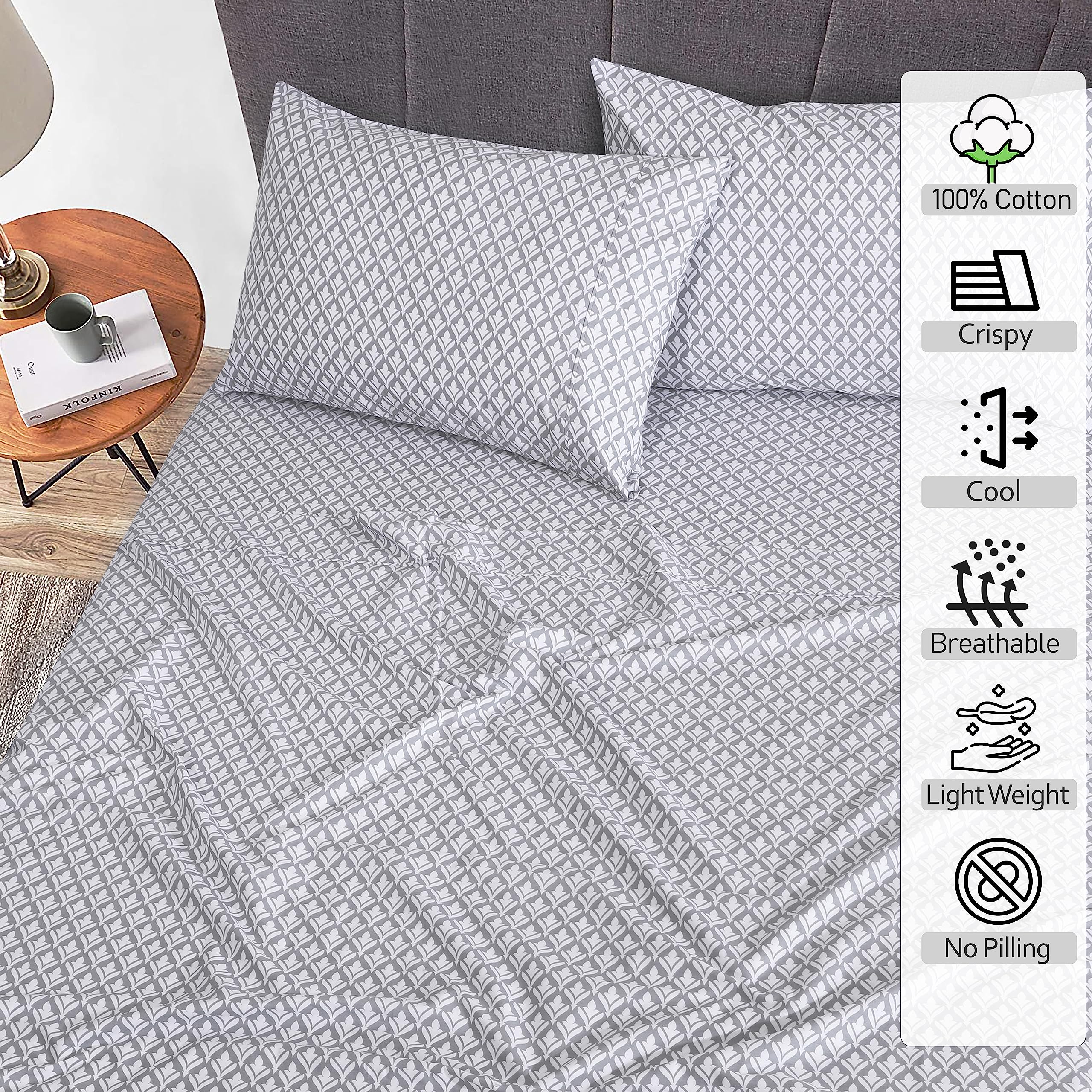 RUVANTI queen percale fitted sheet 16-pocket, secure stay-put fit.