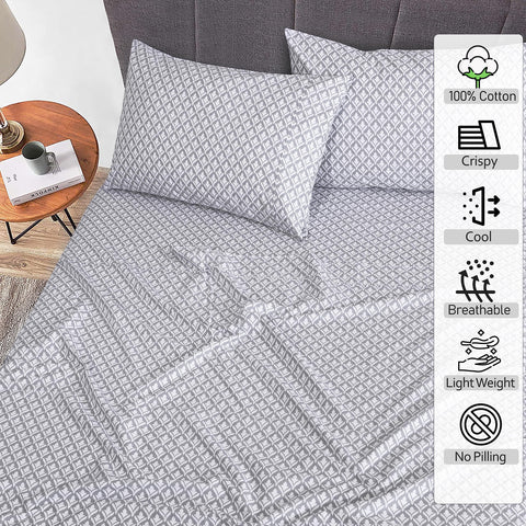 RUVANTI queen percale fitted sheet 16-pocket, secure stay-put fit.