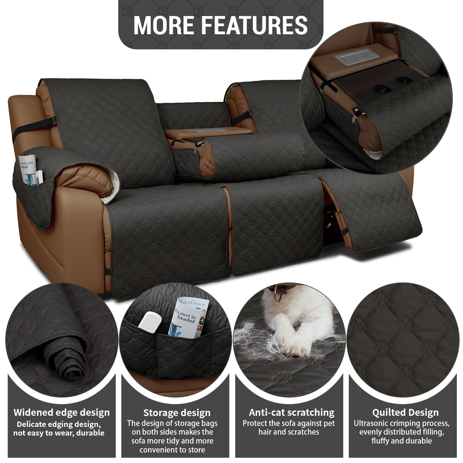 Rwoyno recliner cover soft inner fabric adds cozy comfort