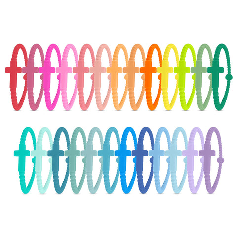 Ryan & Rose Jesus Bracelets Cross Silicone Kaleidoscope 25 Pack Small worn as a daily faith reminder.