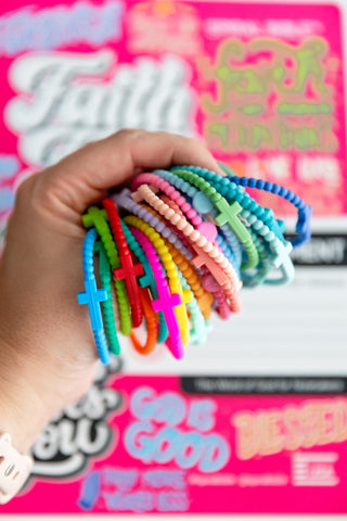 Ryan & Rose Jesus Bracelets Cross Silicone Kaleidoscope 25 Pack Small sparks conversations easily.