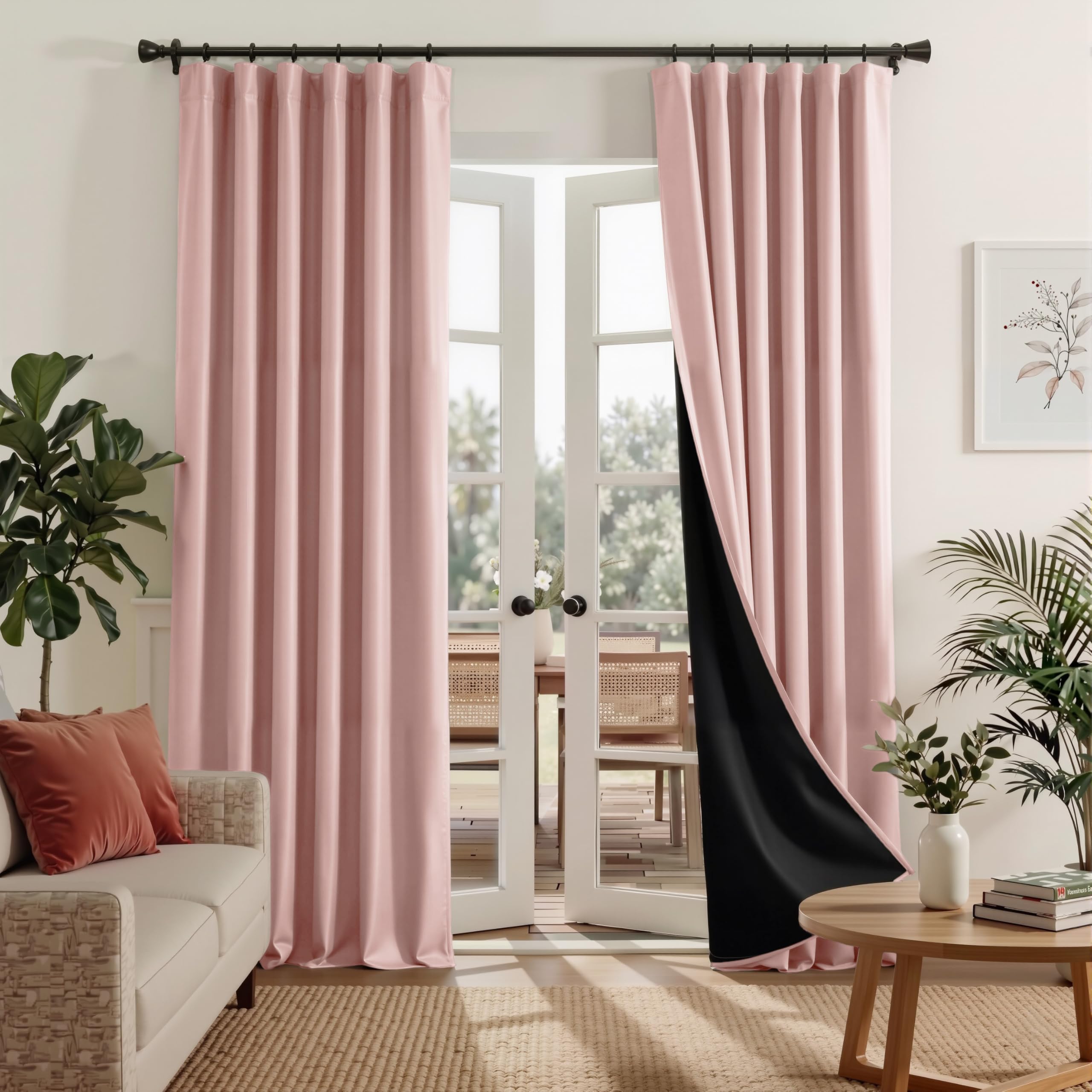 RYB HOME 100% blackout pink nursery curtains block light for deeper sleep