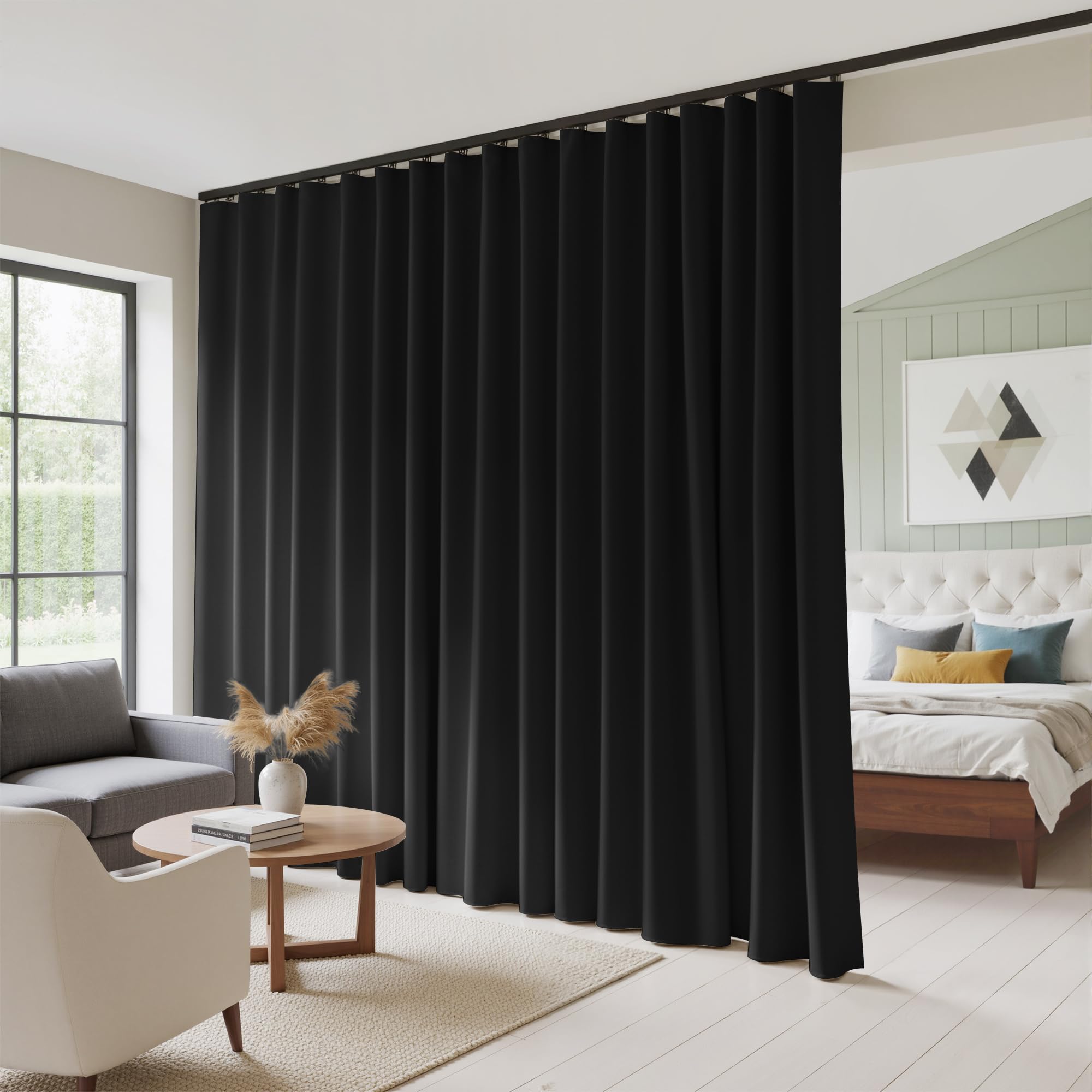 RYB HOME blackout curtain panel close-up showing dense fabric for privacy.