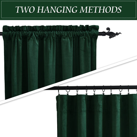 RYB HOME Green Velvet Curtains fabric closeup reveals plush texture and rich color