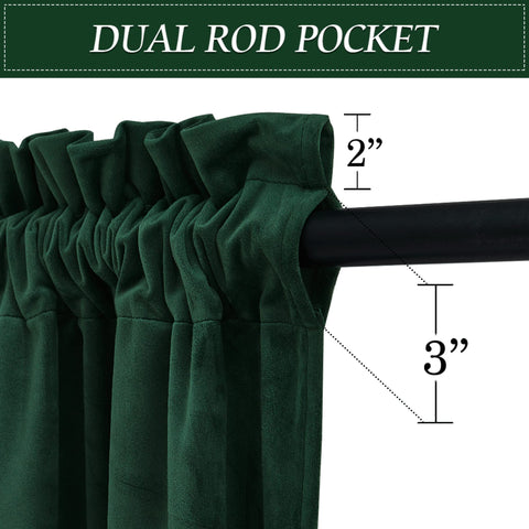 RYB HOME Green Velvet Curtains panel setup shows easy hanging and balanced room framing