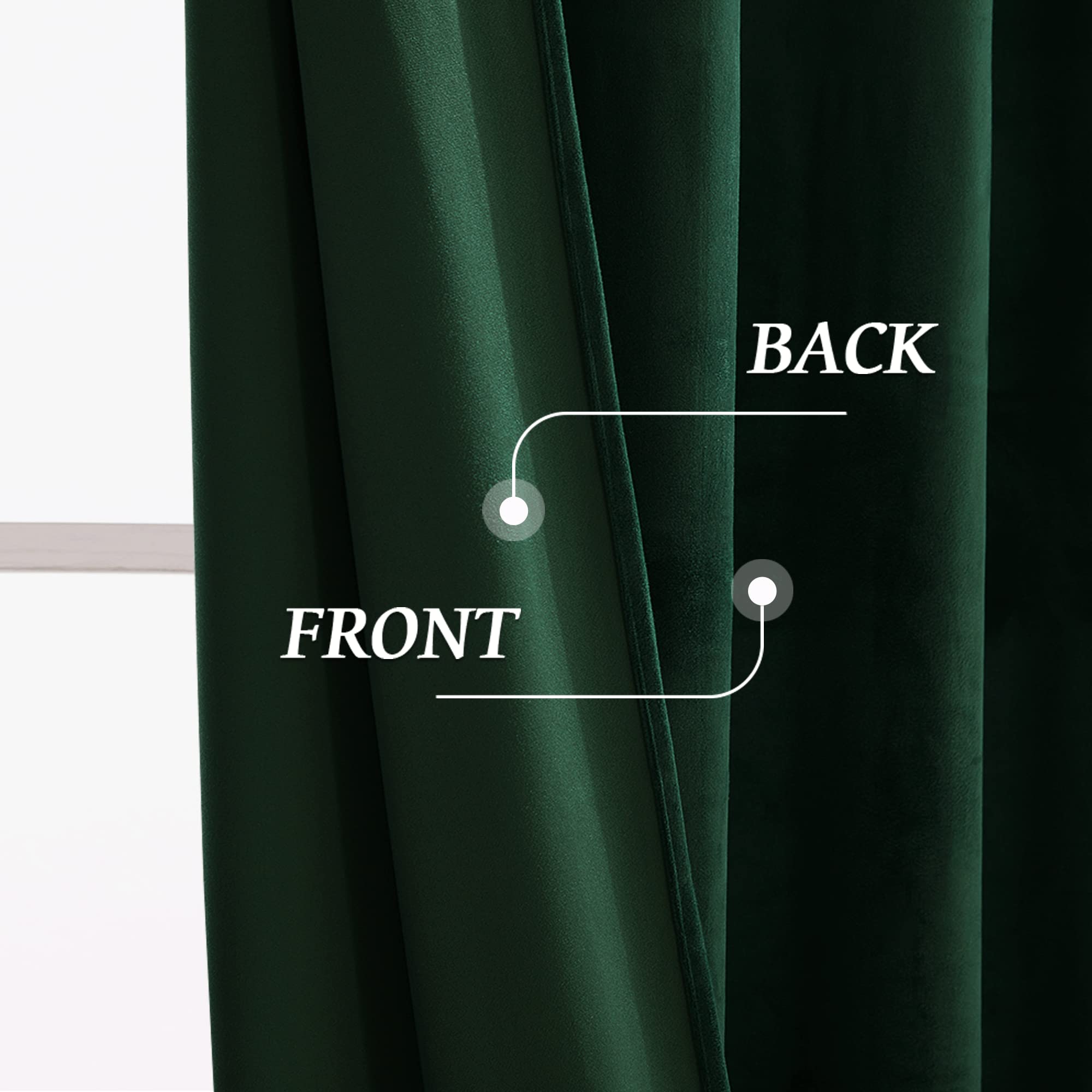 RYB HOME Green Velvet Curtains rod pocket option enables flexible mounting