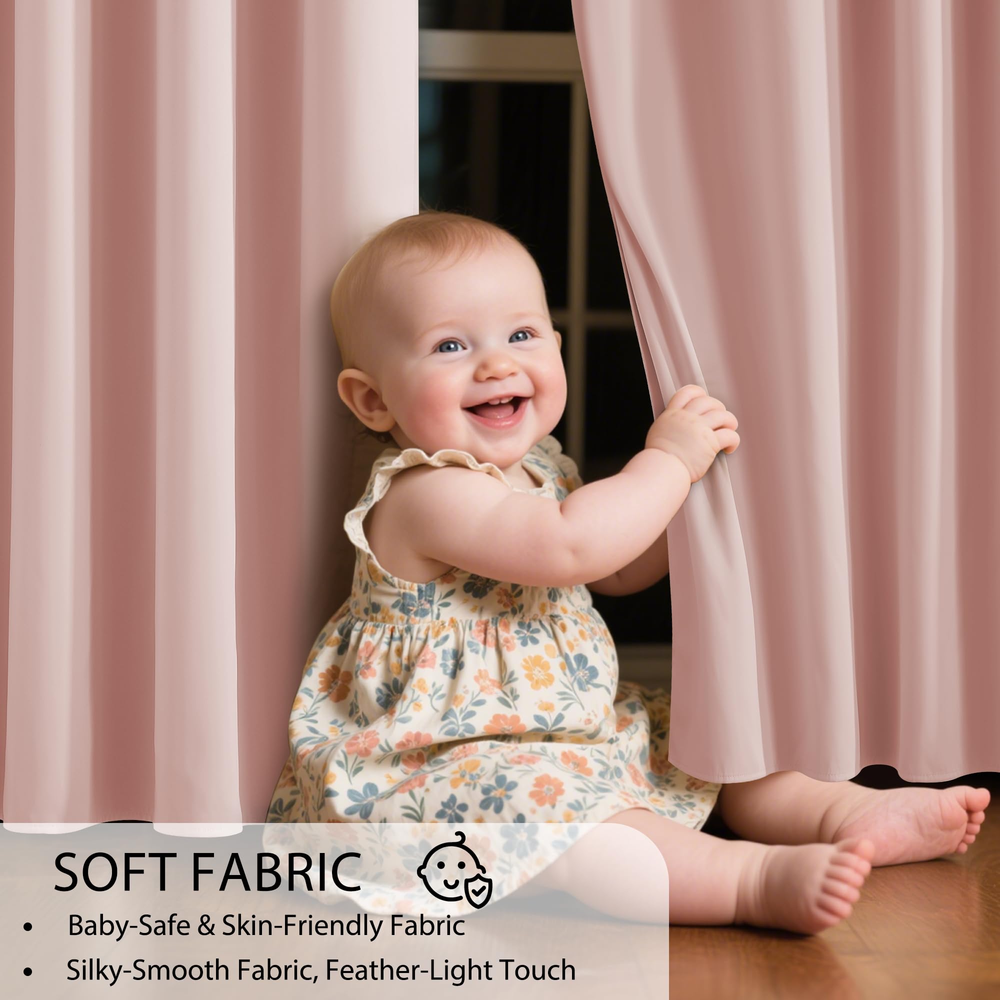 RYB HOME OEKO-TEX certified pink curtains free from harmful substances