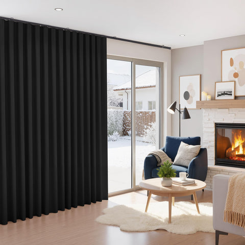 RYB HOME room divider curtain installed to create a private workspace.