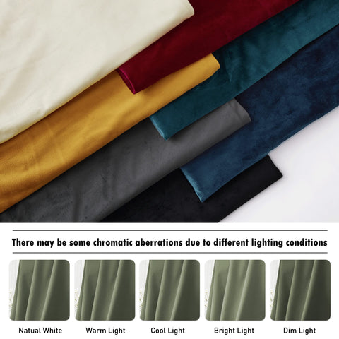 RYB HOME sage green velvet curtains bedroom ambiance with rich color and drape.