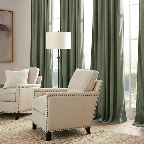 RYB HOME sage green velvet curtains easy-care fabric suitable for machine wash.