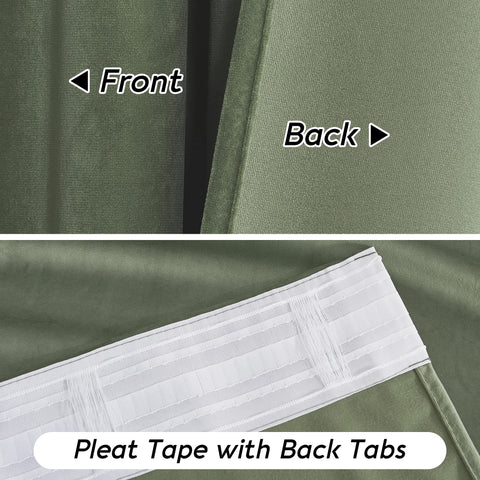 RYB HOME sage green velvet curtains energy-efficient design reduces heat transfer.