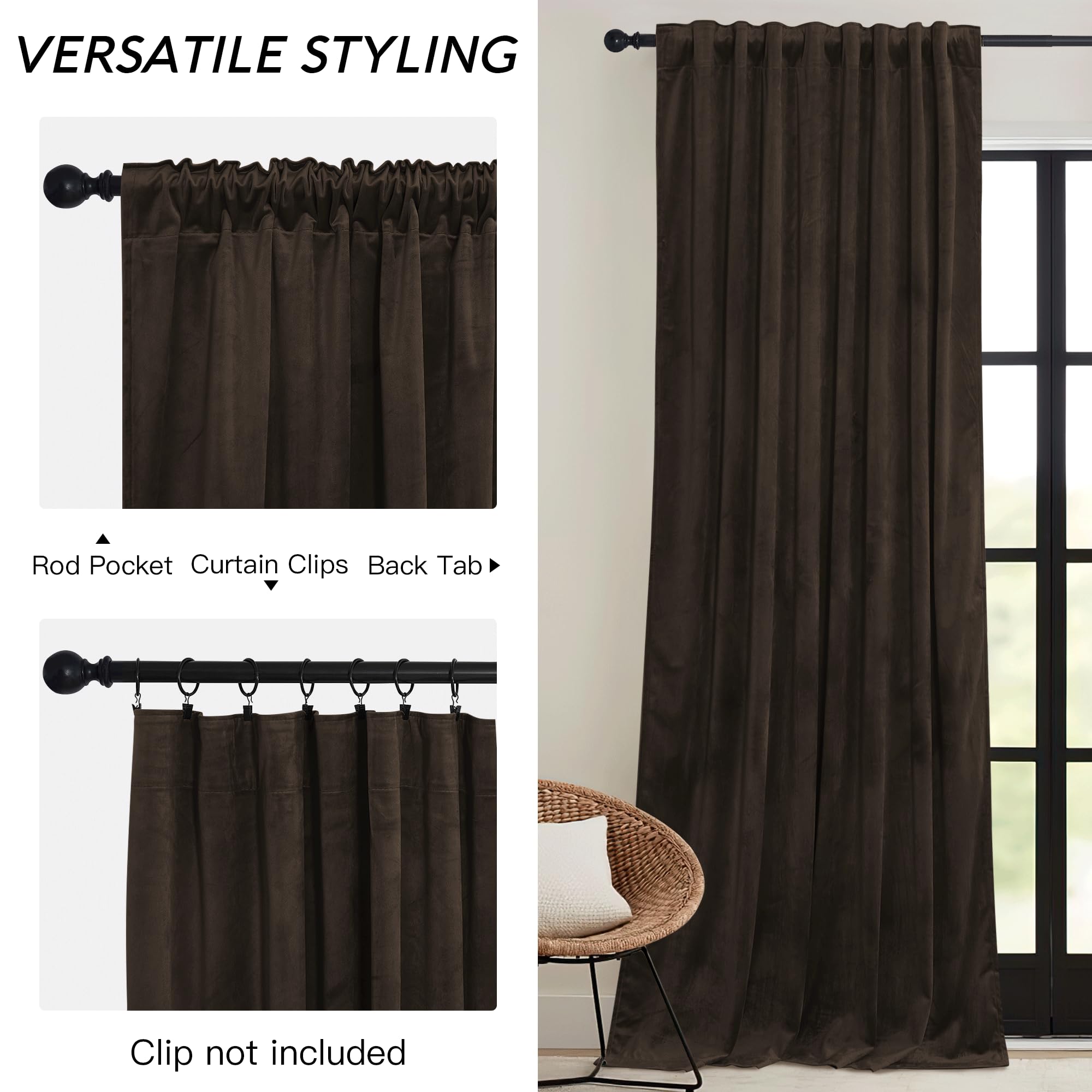 RYB HOME 84-inch velvet blackout curtains for cozy insulation.