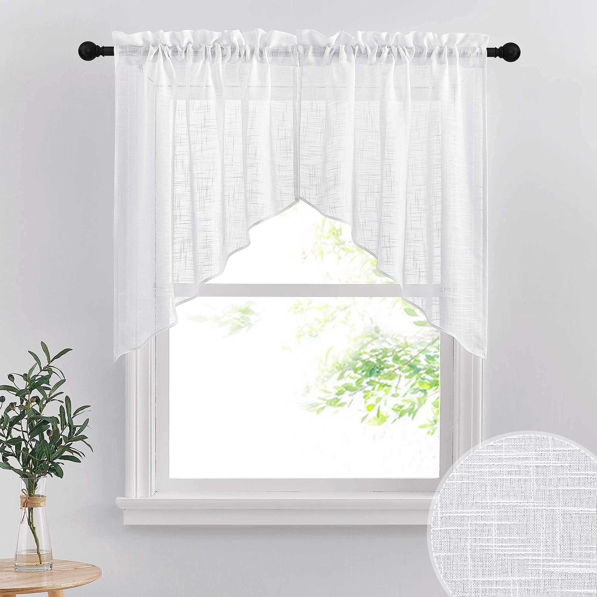 RYB HOME two-panel valances with dual rod pockets for easy installation and privacy.