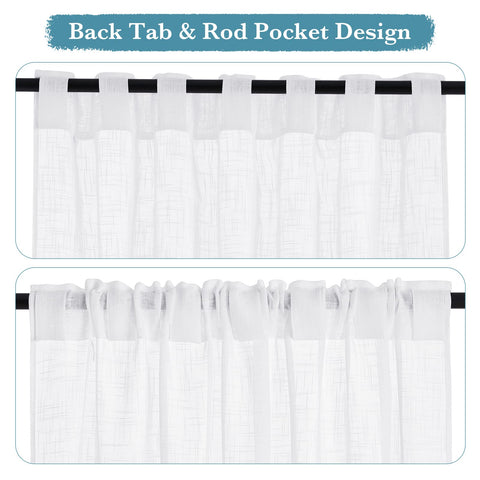 RYB HOME window panels 2-pack rod-pocket back-tab for versatile hanging