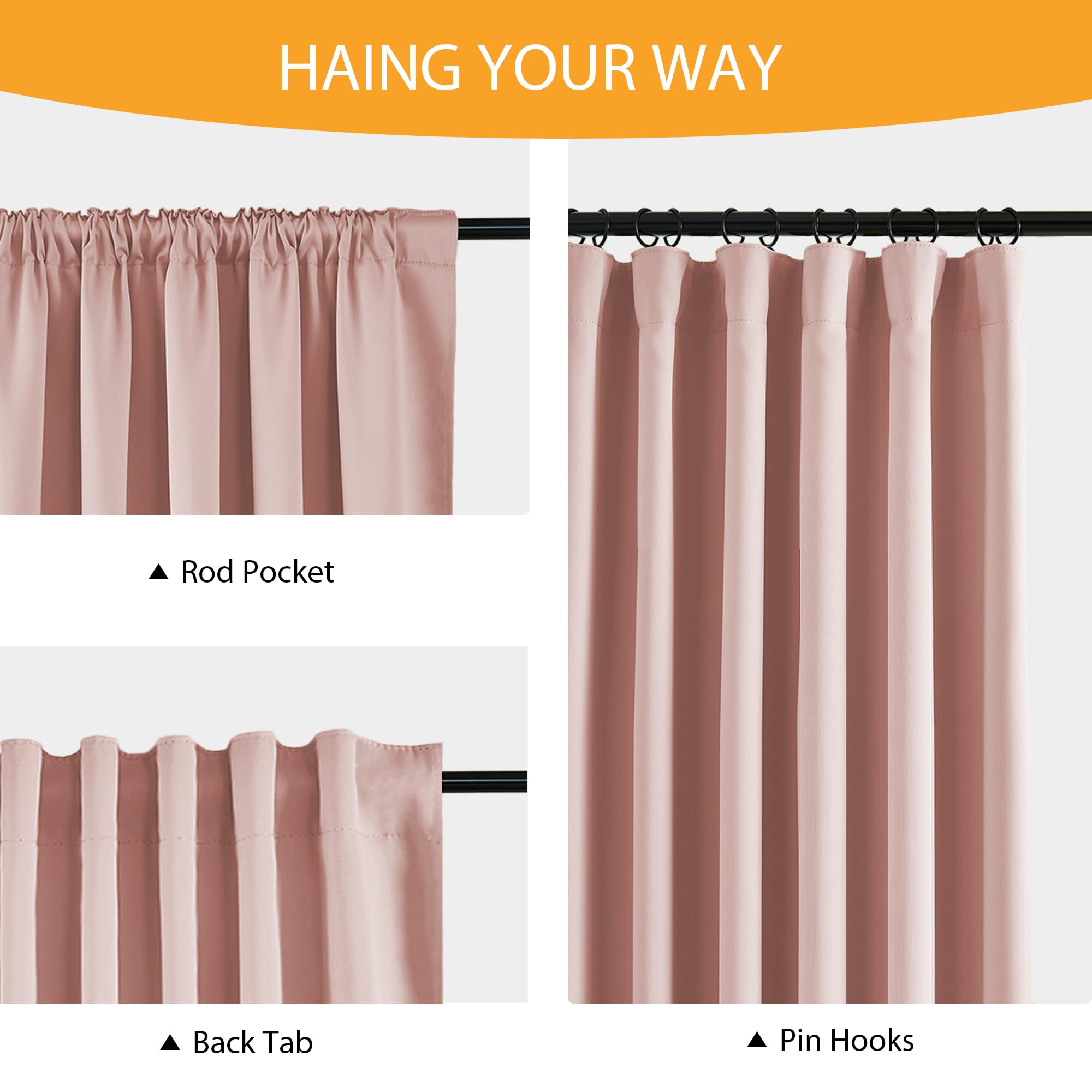 RYB HOME wrinkle-resistant fabric curtains stay neat with minimal effort