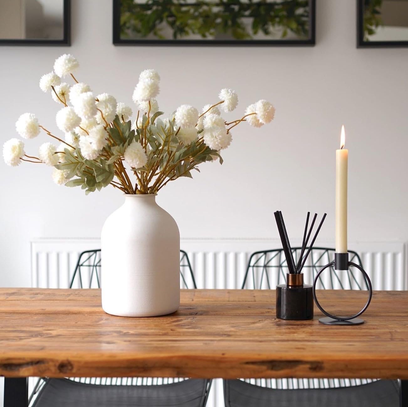 Durable iron construction of the Arlo vase underscoring stability for large stems